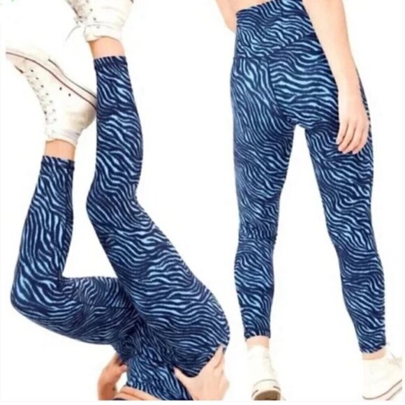 AERIE Offline Real Me 7/8 HR Zebra Print Leggings Long Blue XS NEW - Picture 1 of 6